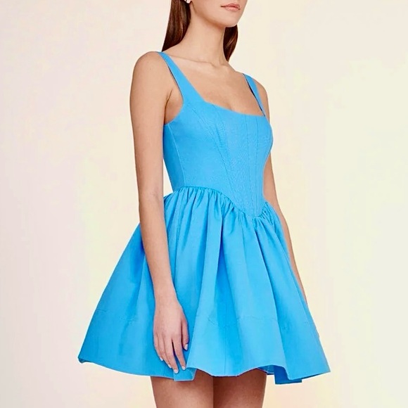 🌺🎉HP🎉🌺 NWT Staud Landscape Mini Dress Azure - Picture 6 of 16